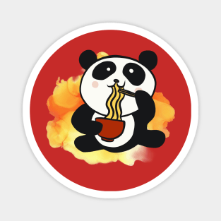 Look Cute Panda Eat Noodles - Adorable Panda - Kawaii Panda Magnet